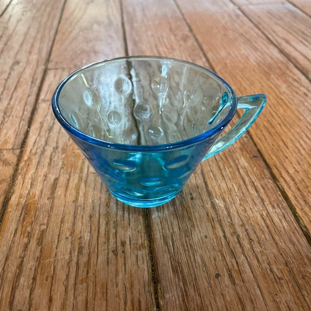 Vintage Blue Glass Small Coffee / Tea Cup